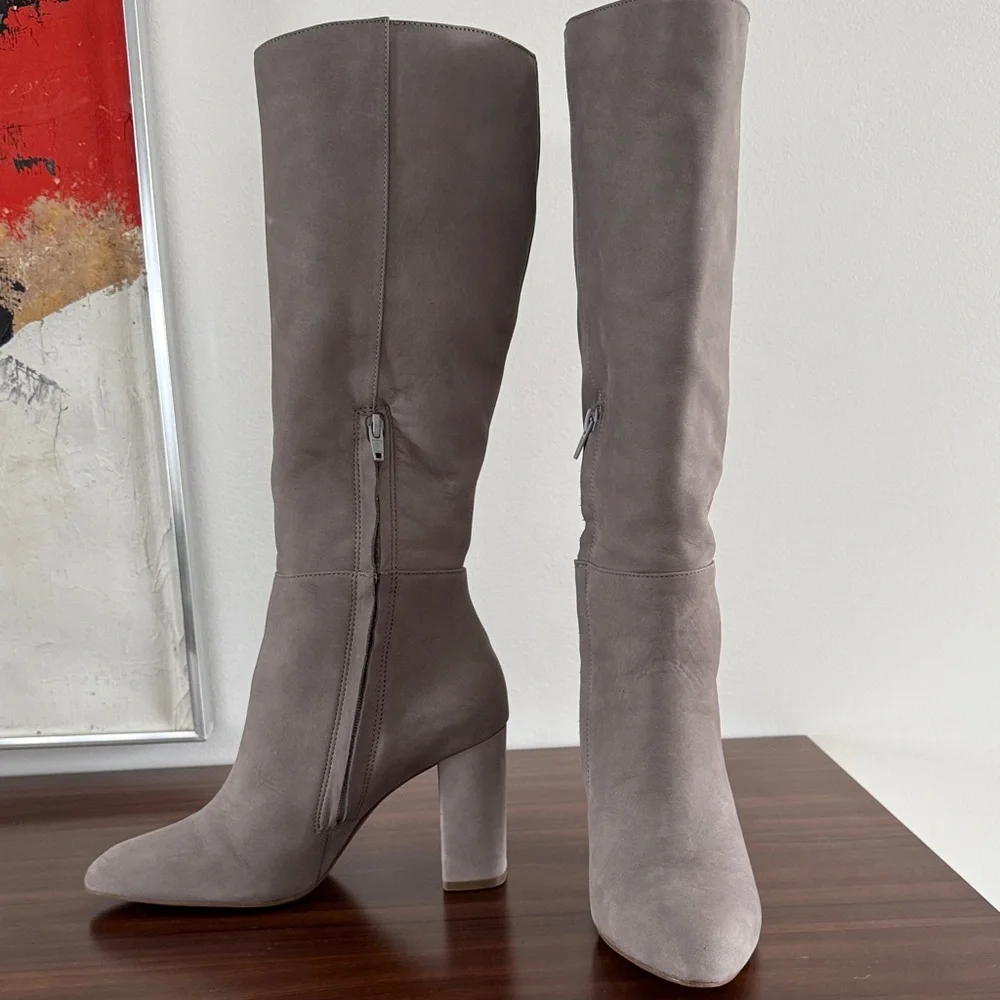 Steve Madden Grey Suede Ninny Dress Boots Heels 8 - Picture 3 of 11